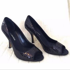 ENZO ANGIOLINI MARINA Black Sequined Heels